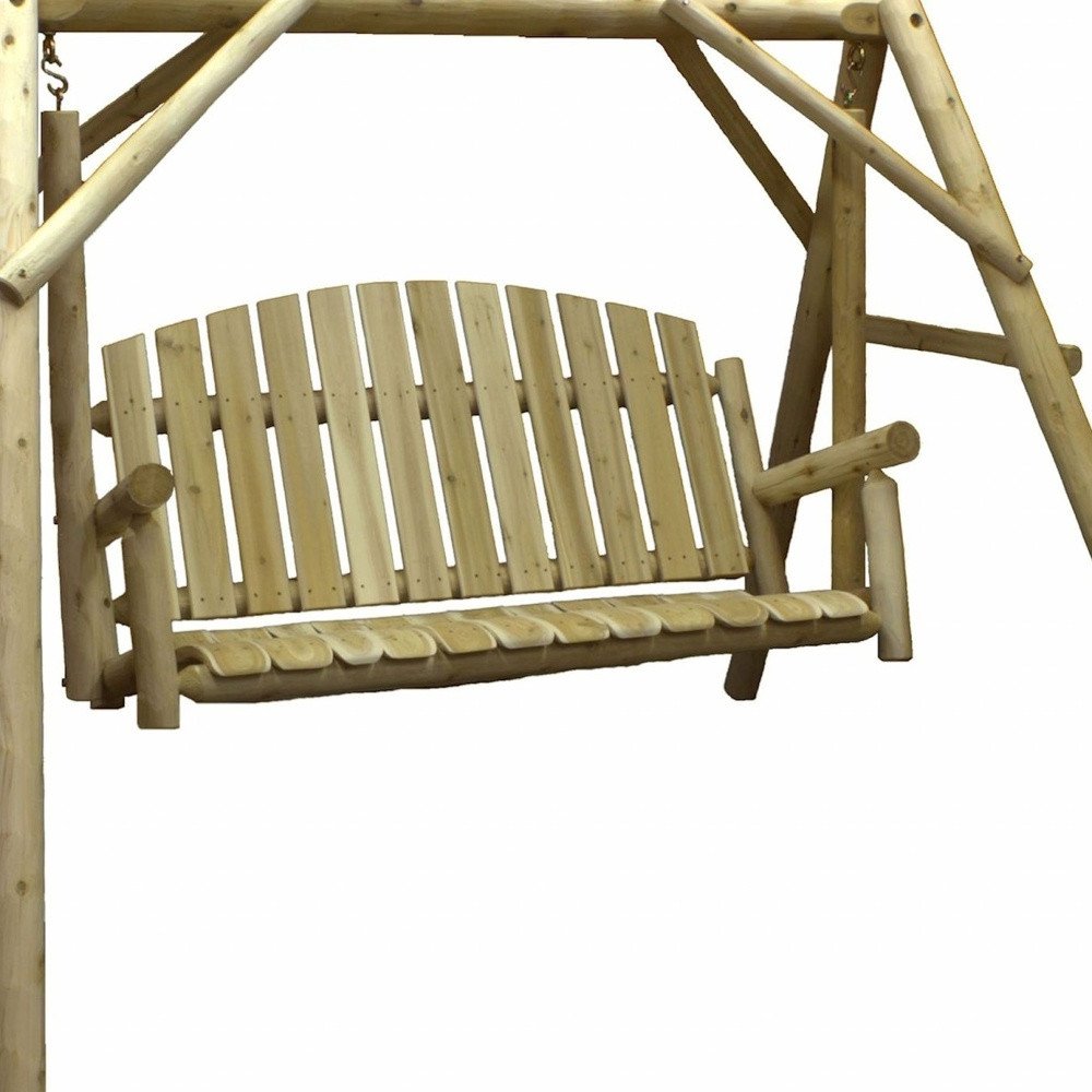 87" Natural Solid Wood Swing Chair  Warm Home View