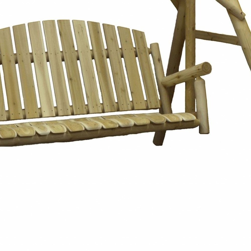 87" Natural Solid Wood Swing Chair  Warm Home View