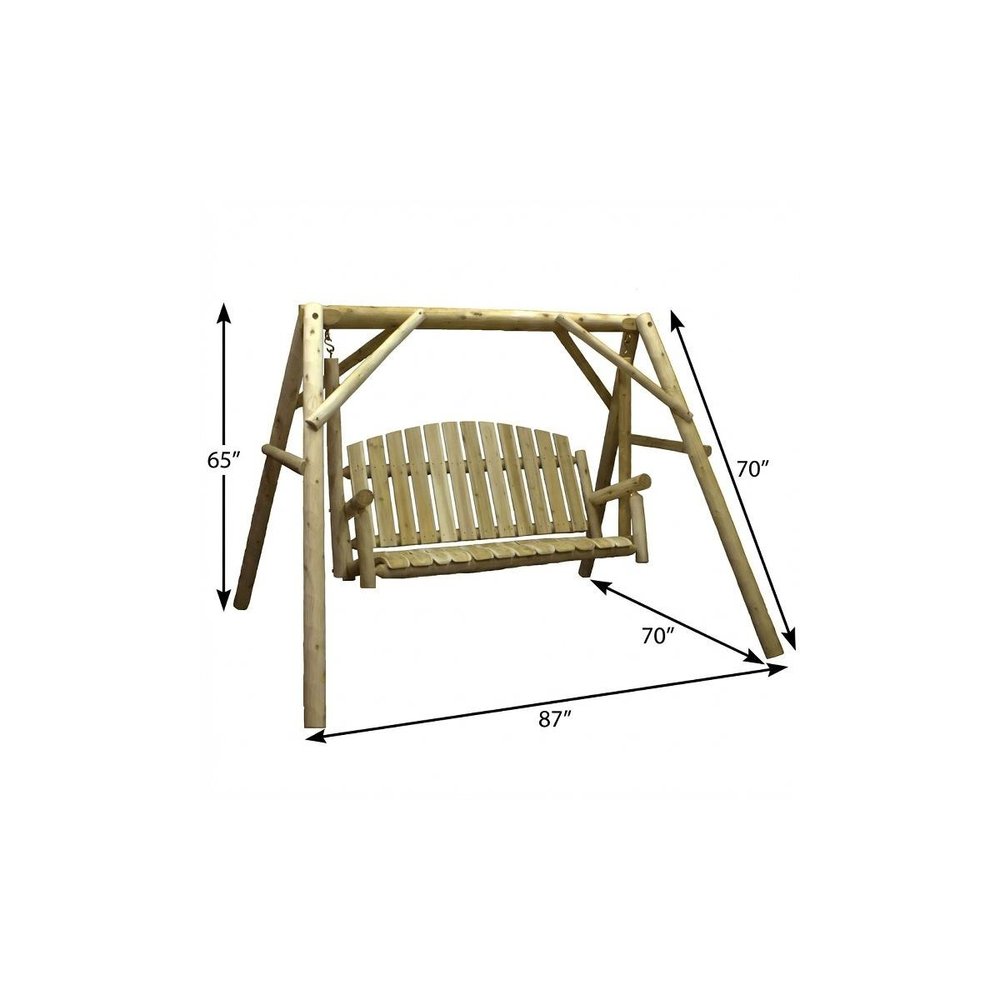 87" Natural Solid Wood Swing Chair  Warm Home View