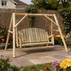 87" Natural Solid Wood Swing Chair  Warm Home View
