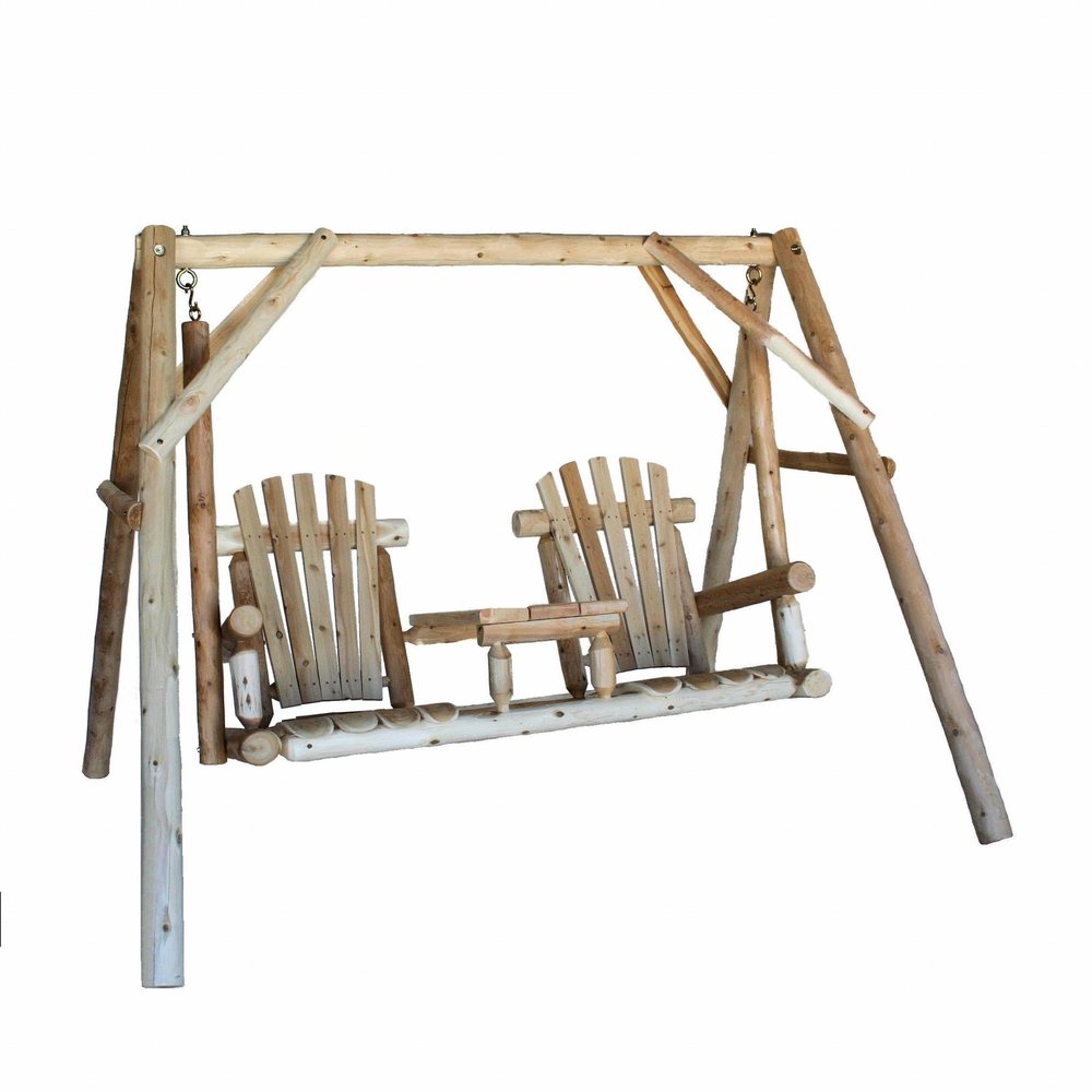 87" Natural Solid Wood Swing Chair  Warm Home View