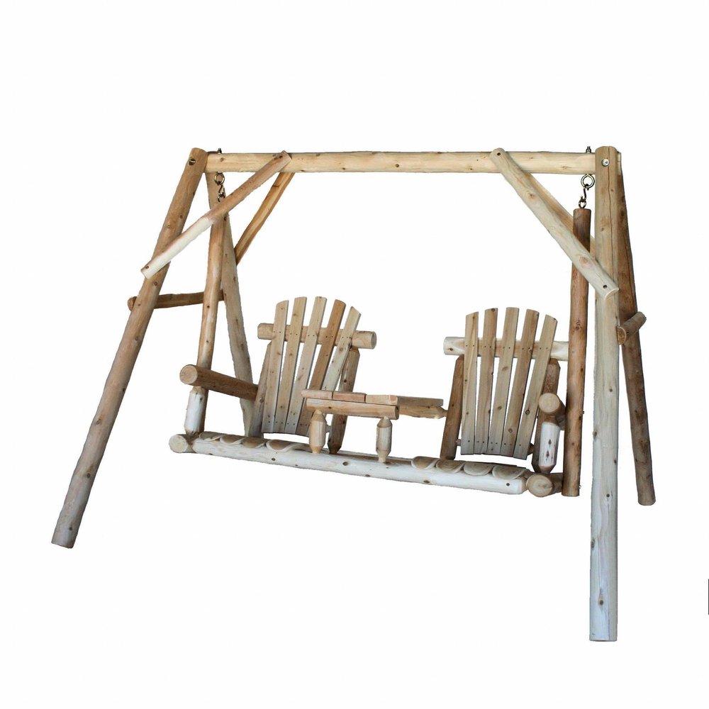 87" Natural Solid Wood Swing Chair  Warm Home View