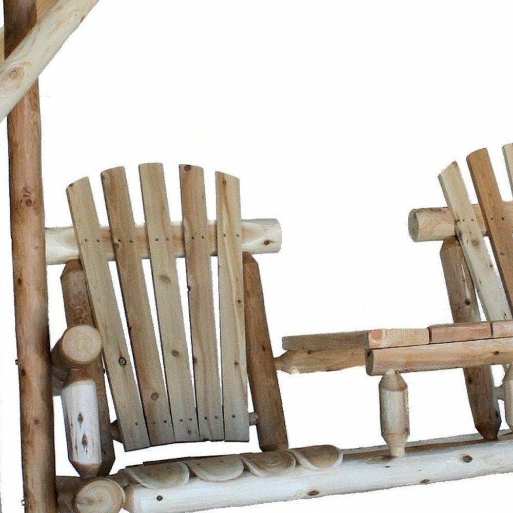 87" Natural Solid Wood Swing Chair  Warm Home View