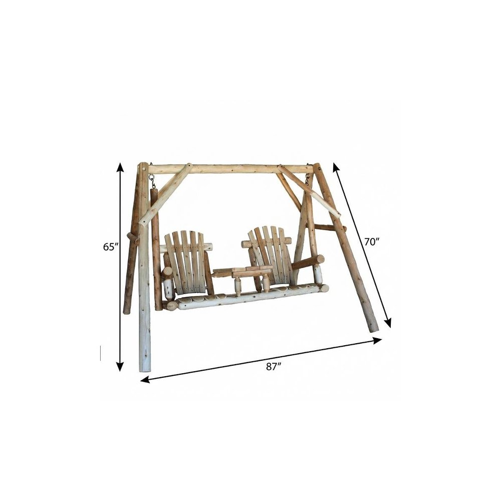 87" Natural Solid Wood Swing Chair  Warm Home View
