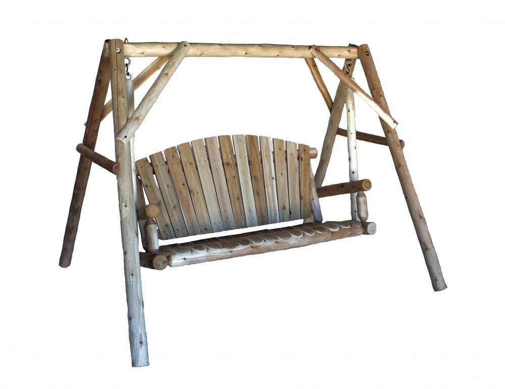 87" Natural Solid Wood Swing Chair  Warm Home View