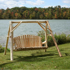 87" Natural Solid Wood Swing Chair  Warm Home View