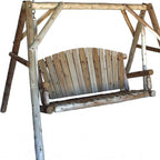 87" Natural Solid Wood Swing Chair  Warm Home View