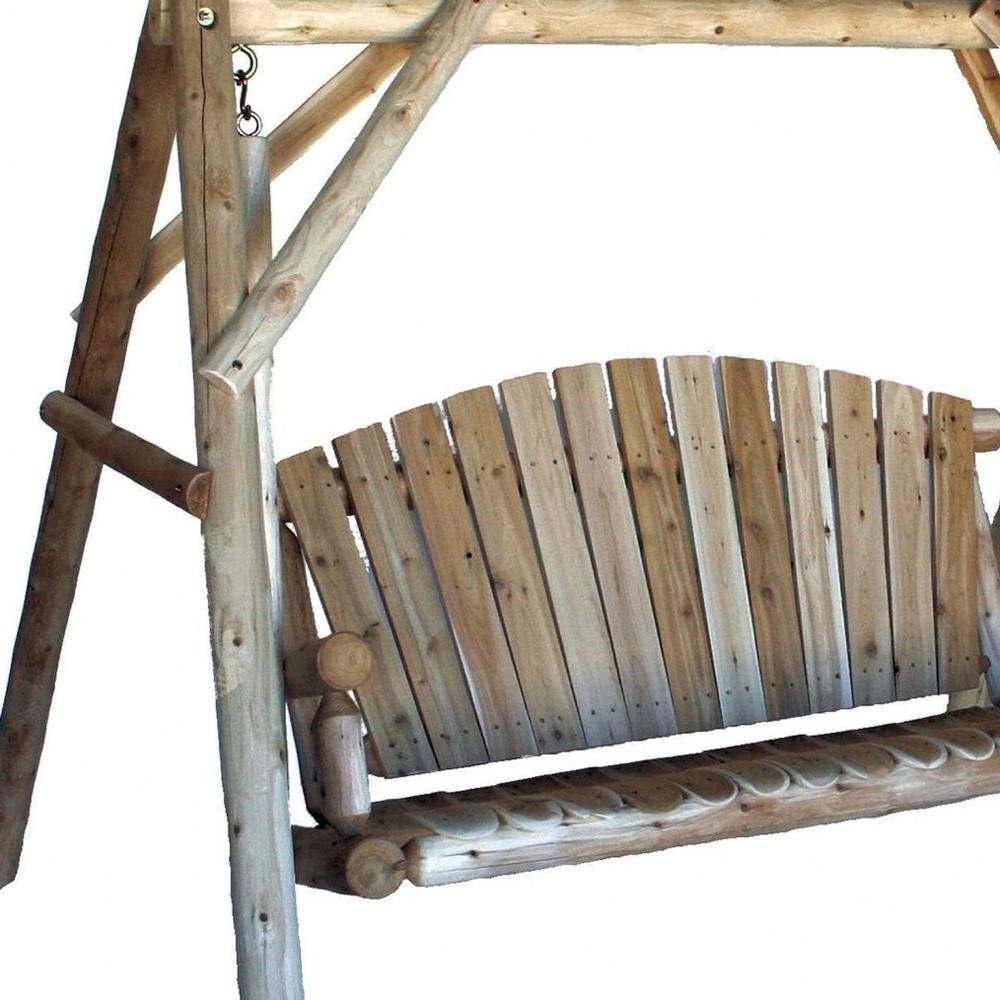 87" Natural Solid Wood Swing Chair  Warm Home View