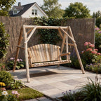 87" Natural Solid Wood Swing Chair  Warm Home View