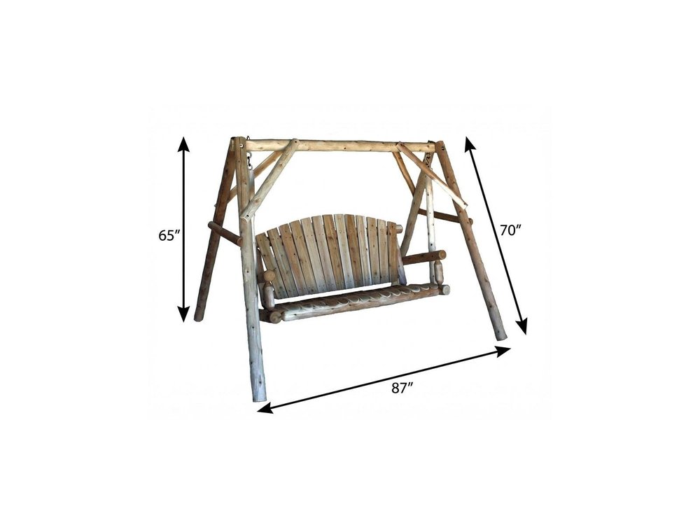 87" Natural Solid Wood Swing Chair  Warm Home View