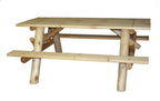 70" Natural Solid Wood Outdoor Picnic Table  Warm Home View