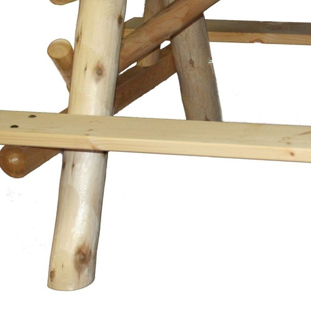 70" Natural Solid Wood Outdoor Picnic Table  Warm Home View
