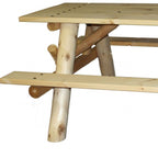 70" Natural Solid Wood Outdoor Picnic Table  Warm Home View