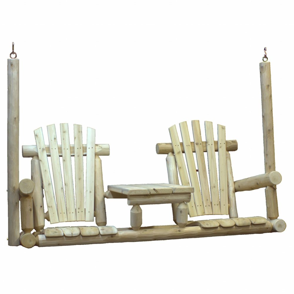 71" X 24" X 49"  Natural Wood Tete-A-Tete Porch Swing  Warm Home View
