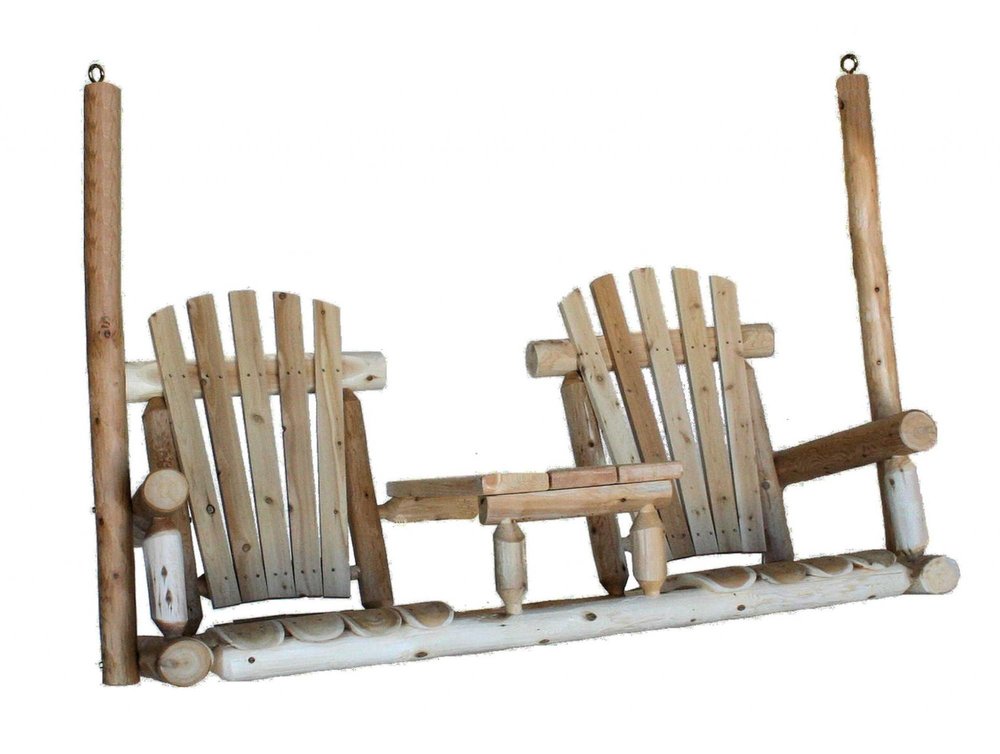 71" X 24" X 49"  Natural Wood Tete-A-Tete Porch Swing  Warm Home View