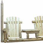 71" X 24" X 49"  Natural Wood Tete-A-Tete Porch Swing  Warm Home View