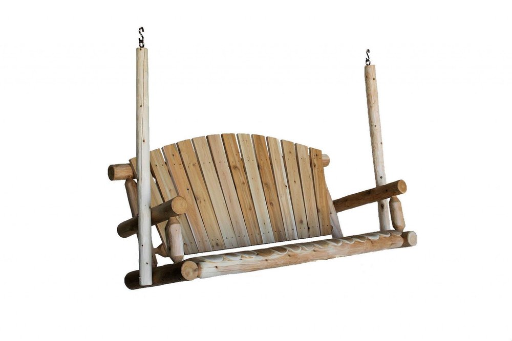 71" X 24" X 47"  Natural Wood Porch Swing  Warm Home View