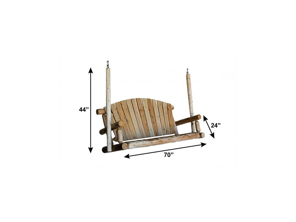 71" X 24" X 47"  Natural Wood Porch Swing  Warm Home View
