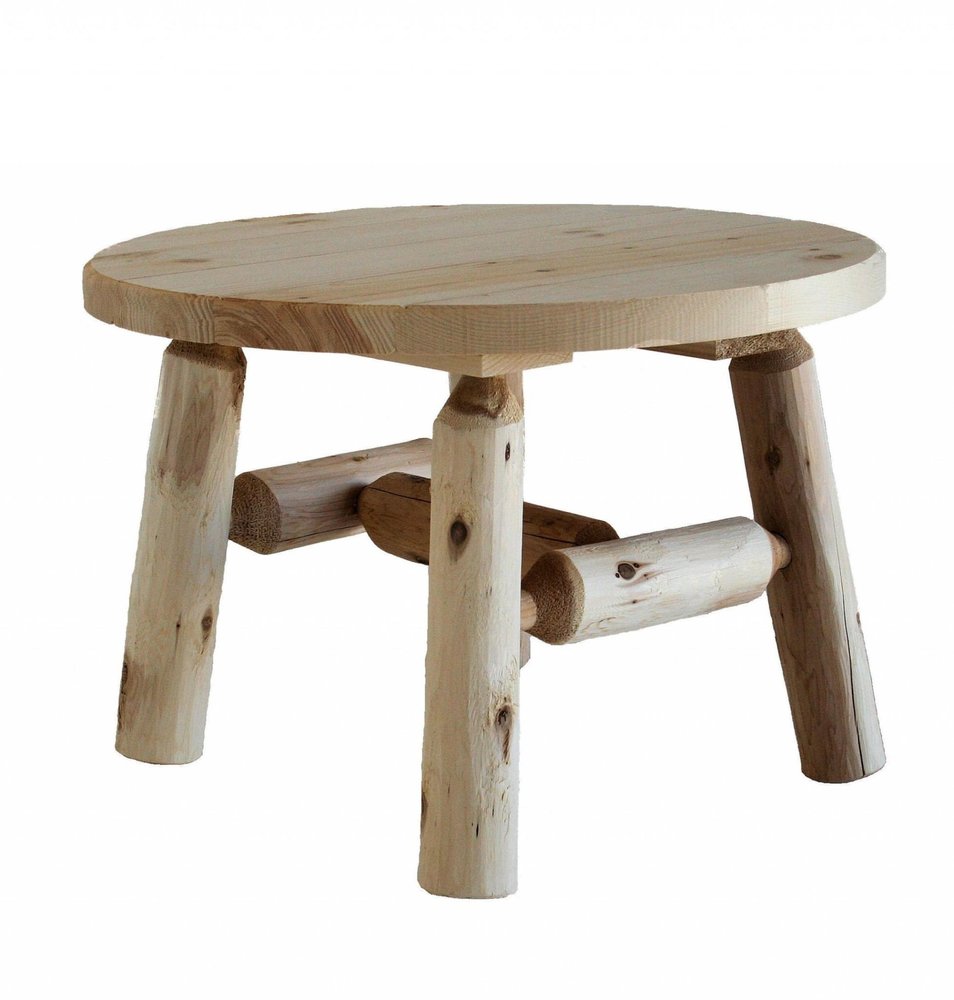 25" Natural Rounded Solid Wood Outdoor Coffee Table  Warm Home View