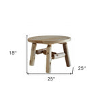 25" Natural Rounded Solid Wood Outdoor Coffee Table  Warm Home View
