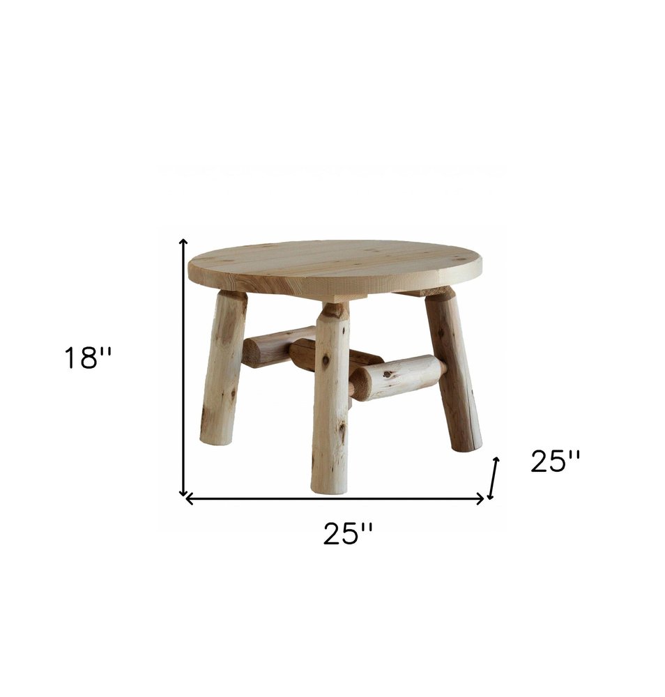 25" Natural Rounded Solid Wood Outdoor Coffee Table  Warm Home View