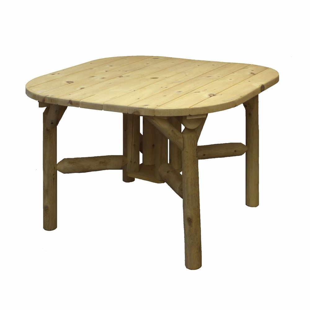 47" Natural Square Solid Wood Outdoor Dining Table  Warm Home View