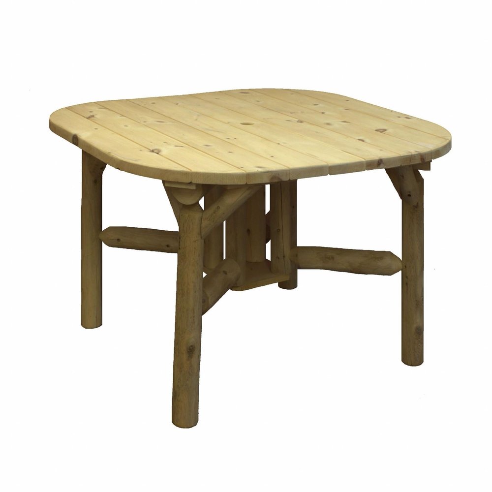 47" Natural Square Solid Wood Outdoor Dining Table  Warm Home View