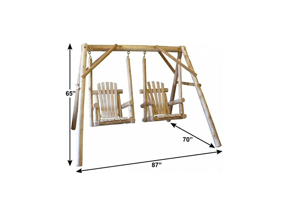 87" Natural Solid Wood Outdoor Double Swing Chair  Warm Home View