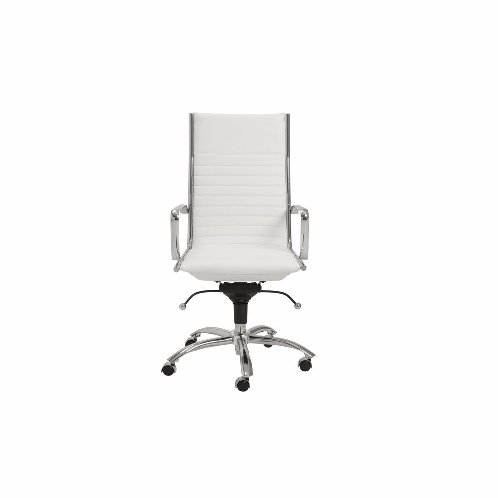 White and Silver Adjustable Swivel Faux Leather Rolling Conference Office Chair  Warm Home View