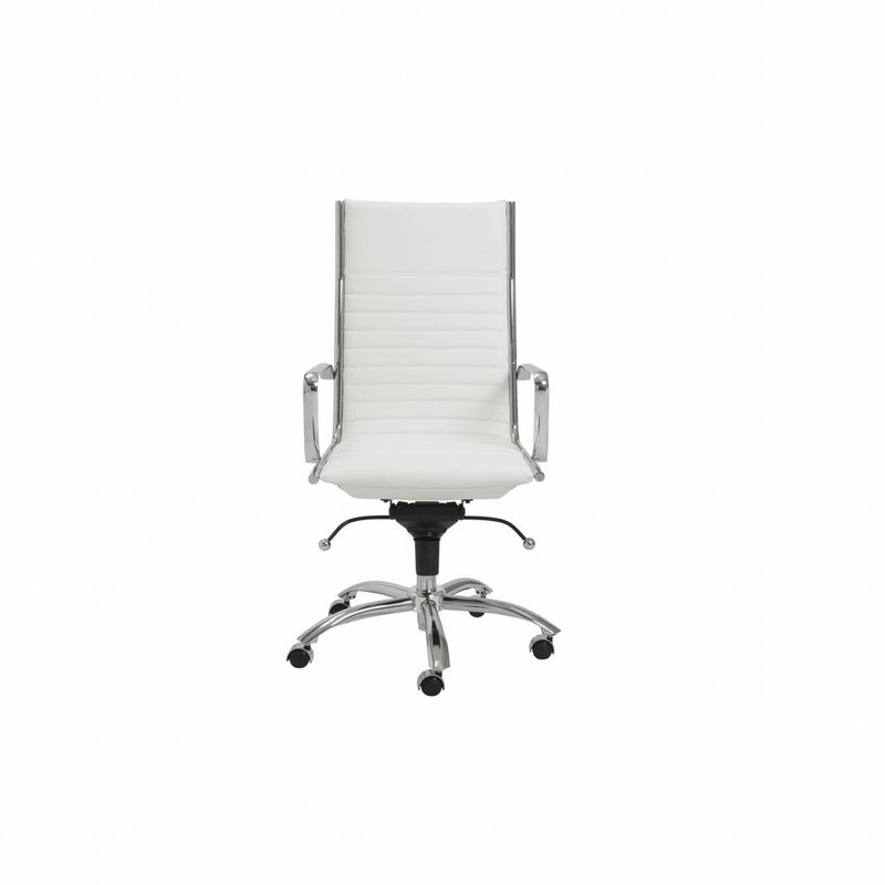 White and Silver Adjustable Swivel Faux Leather Rolling Conference Office Chair  Warm Home View