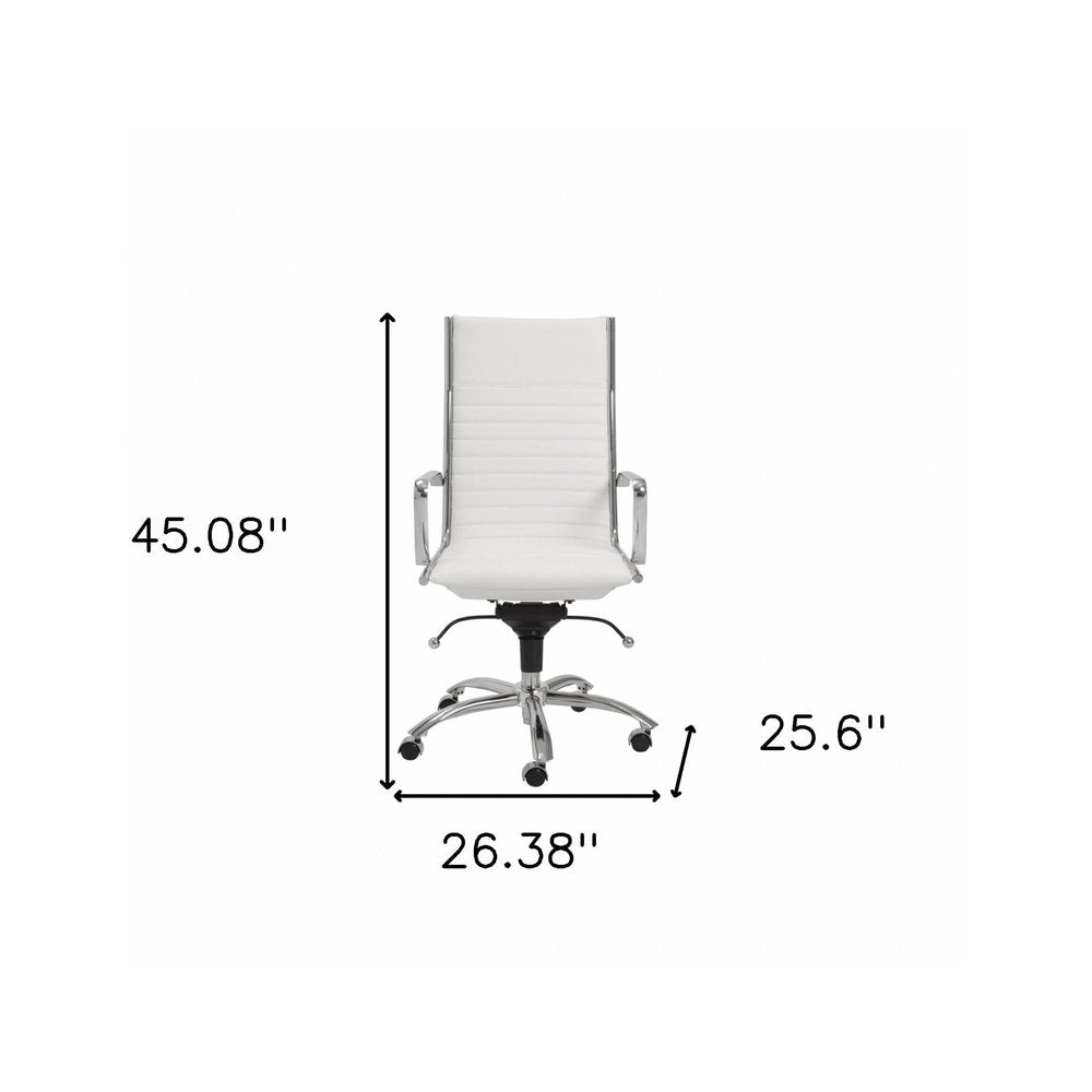 White and Silver Adjustable Swivel Faux Leather Rolling Conference Office Chair  Warm Home View