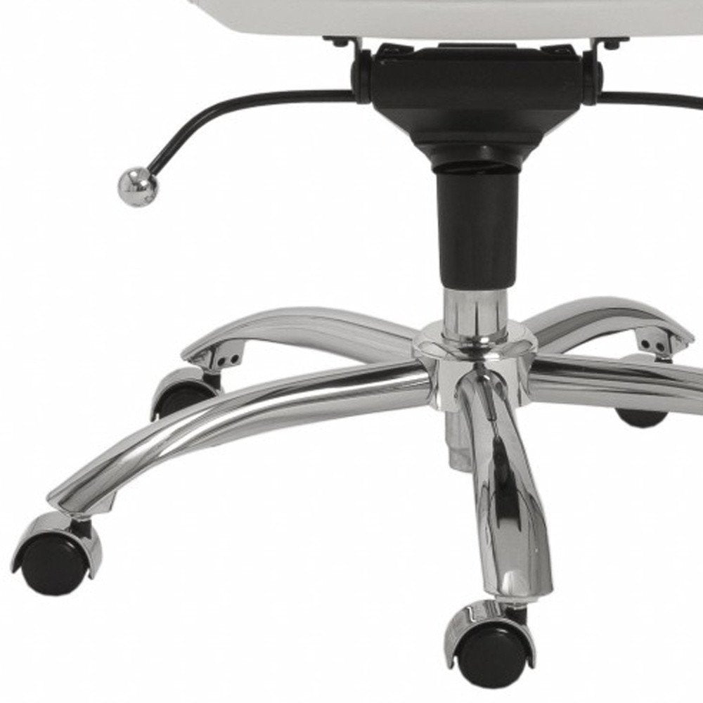White and Silver Adjustable Swivel Faux Leather Rolling Conference Office Chair  Warm Home View