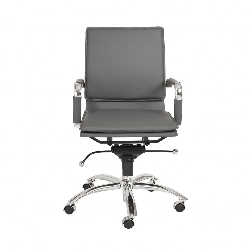 Silver and Gray Adjustable Swivel Faux Leather Rolling Conference Office Chair  Warm Home View