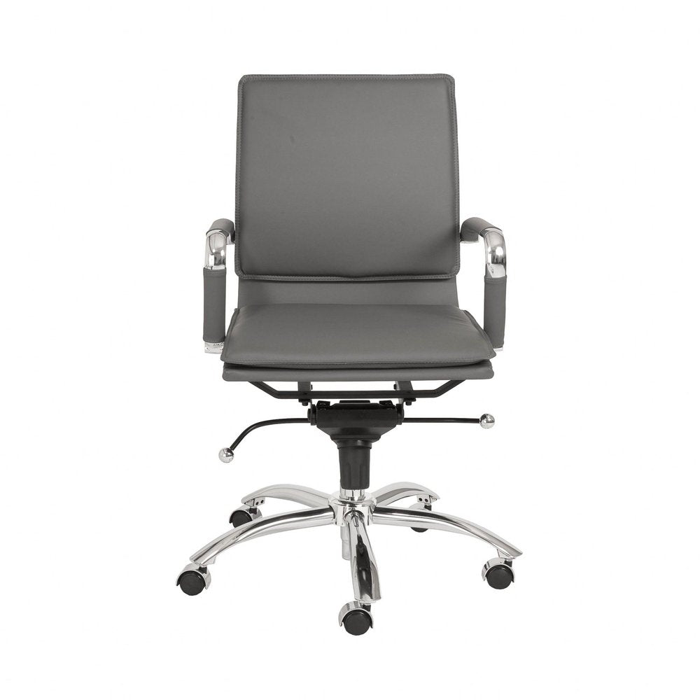 Silver and Gray Adjustable Swivel Faux Leather Rolling Conference Office Chair  Warm Home View