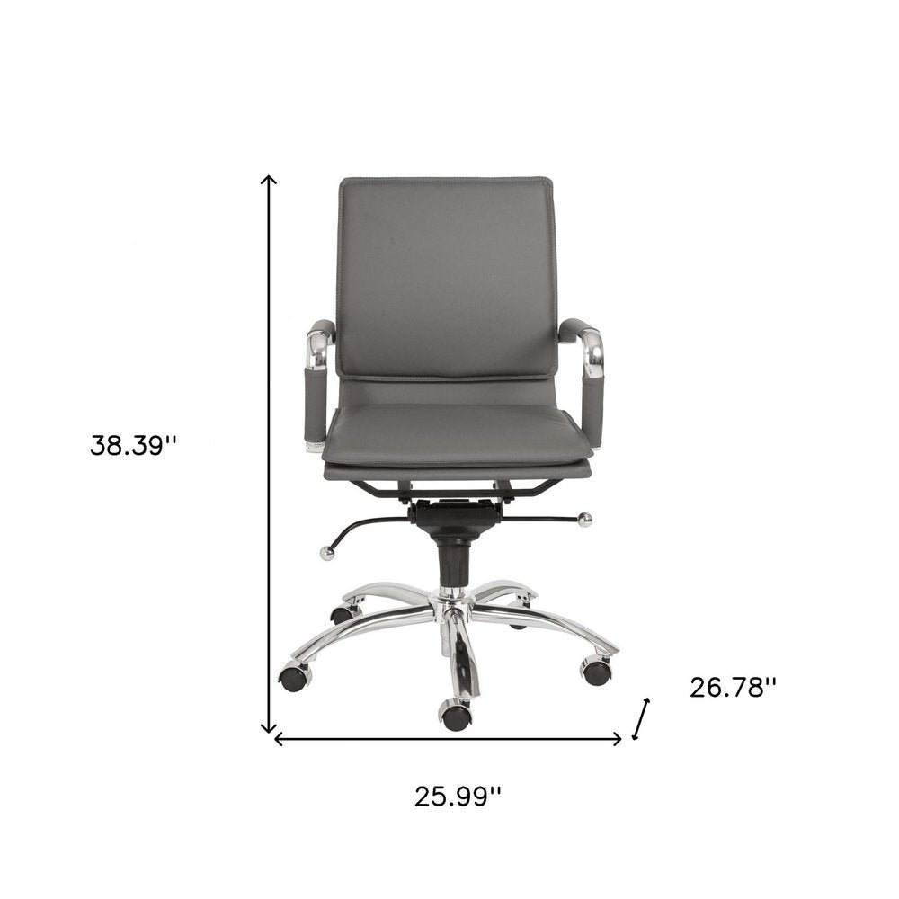 Silver and Gray Adjustable Swivel Faux Leather Rolling Conference Office Chair  Warm Home View