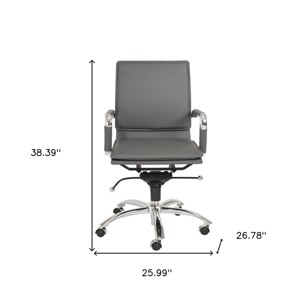 Silver and Gray Adjustable Swivel Faux Leather Rolling Conference Office Chair  Warm Home View