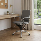 Silver and Gray Adjustable Swivel Faux Leather Rolling Conference Office Chair  Warm Home View