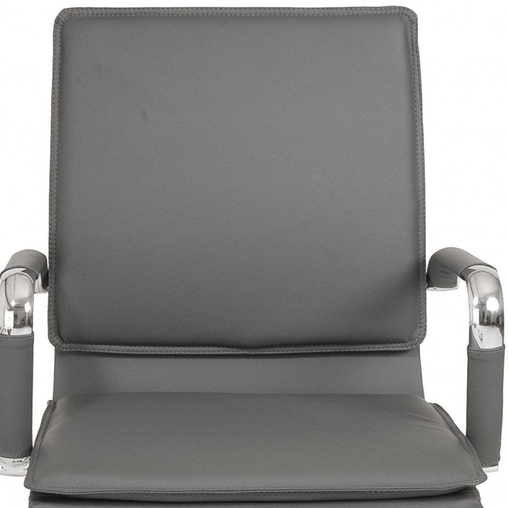 Silver and Gray Adjustable Swivel Faux Leather Rolling Conference Office Chair  Warm Home View