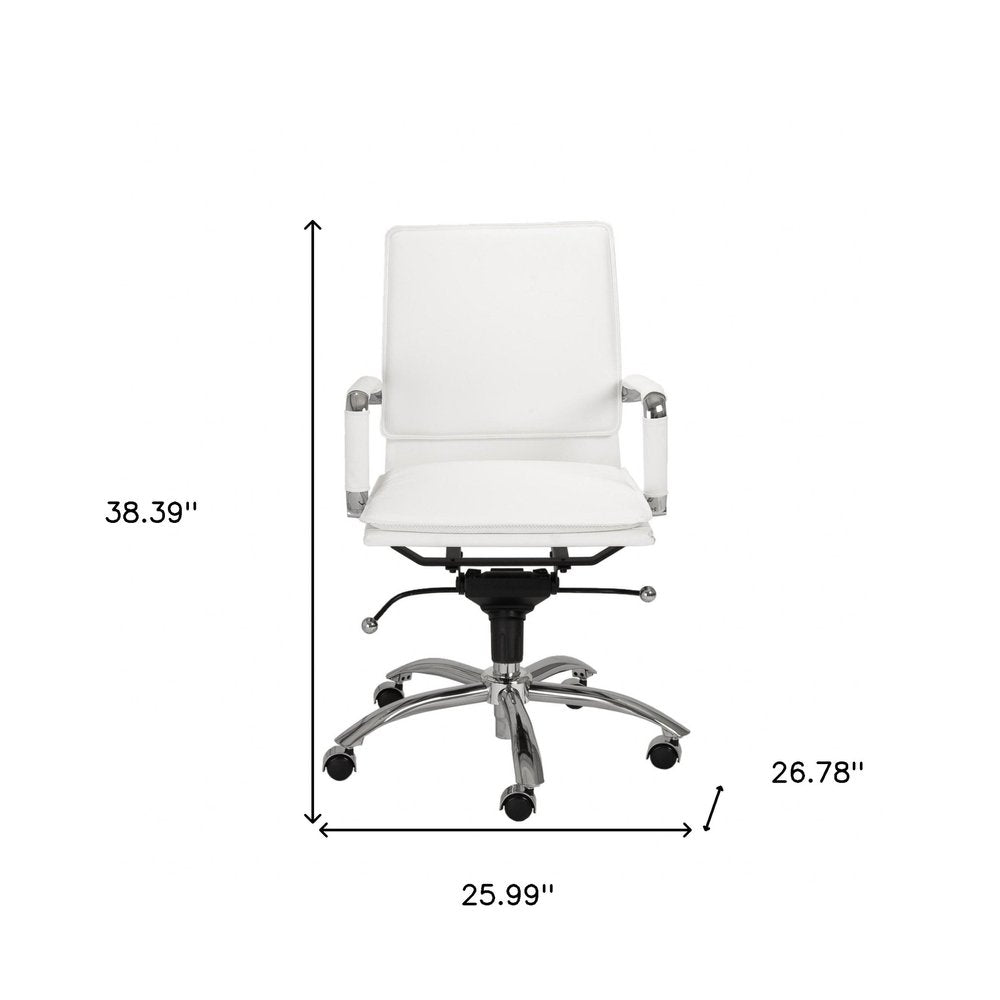 White and Silver Adjustable Swivel Faux Leather Rolling Conference Office Chair  Warm Home View