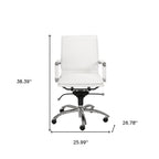 White and Silver Adjustable Swivel Faux Leather Rolling Conference Office Chair  Warm Home View