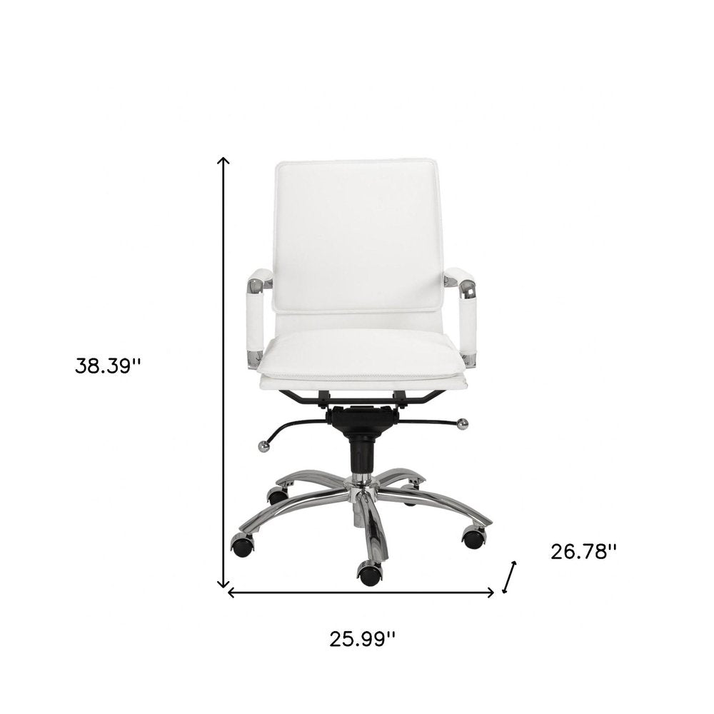 White and Silver Adjustable Swivel Faux Leather Rolling Conference Office Chair  Warm Home View