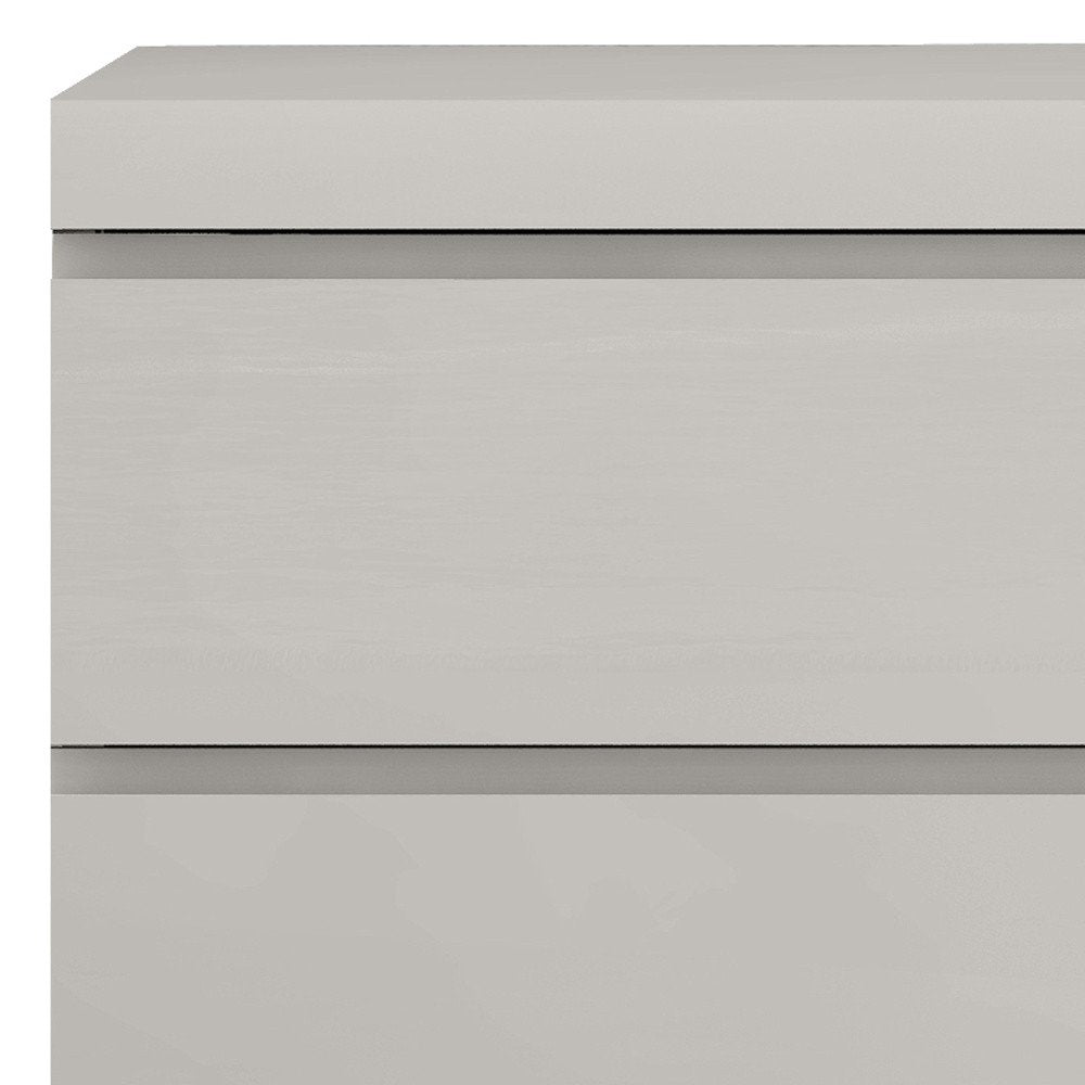 Modern Gray Woodgrain Finish 2 Drawer Nightstand  Warm Home View