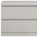 Modern Gray Woodgrain Finish 2 Drawer Nightstand  Warm Home View