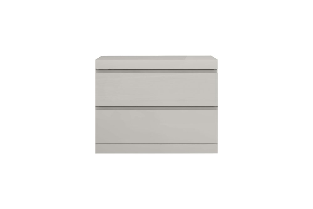 Modern Gray Woodgrain Finish 2 Drawer Nightstand  Warm Home View