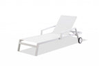 Set Of 2 White Modern Aluminum Chaise Lounges  Warm Home View