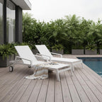 Set Of 2 White Modern Aluminum Chaise Lounges  Warm Home View