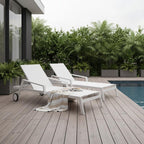 Set Of 2 White Modern Aluminum Chaise Lounges  Warm Home View