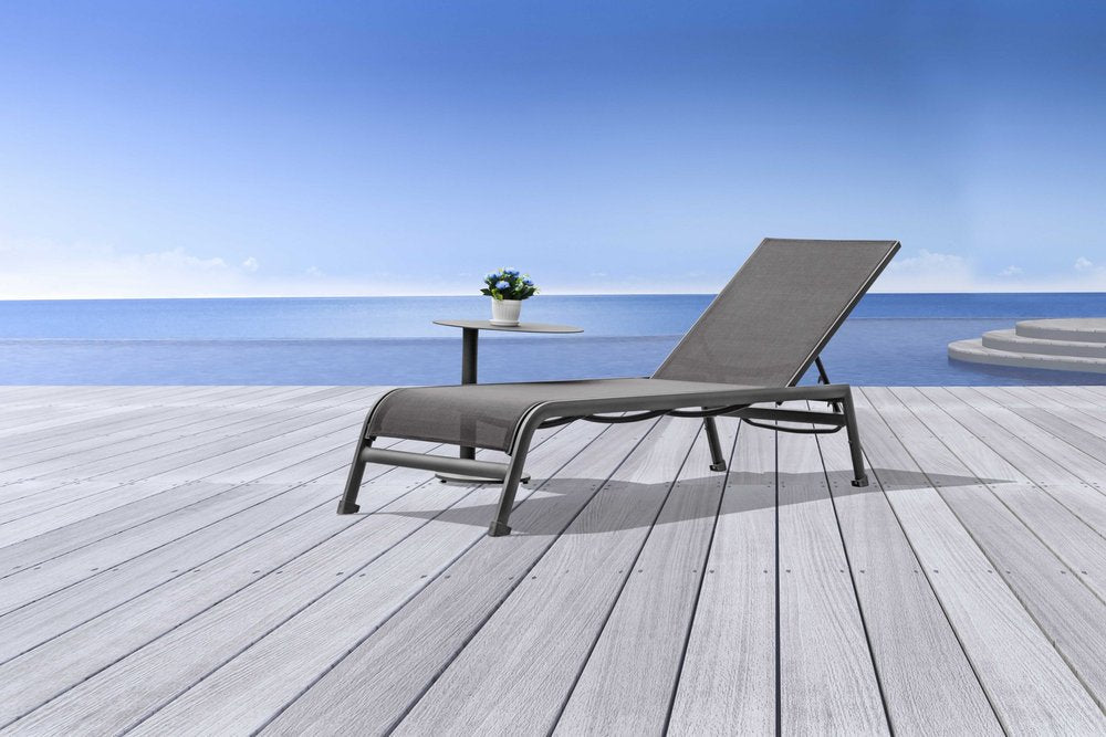 Set of Two 23" Taupe Metal Outdoor Chaise Lounge  Warm Home View