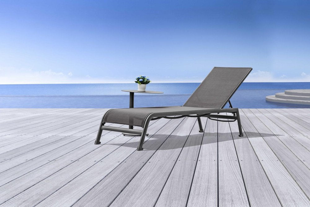 Set of Two 23" Taupe Metal Outdoor Chaise Lounge  Warm Home View