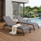 Set of Two 23" Taupe Metal Outdoor Chaise Lounge  Warm Home View